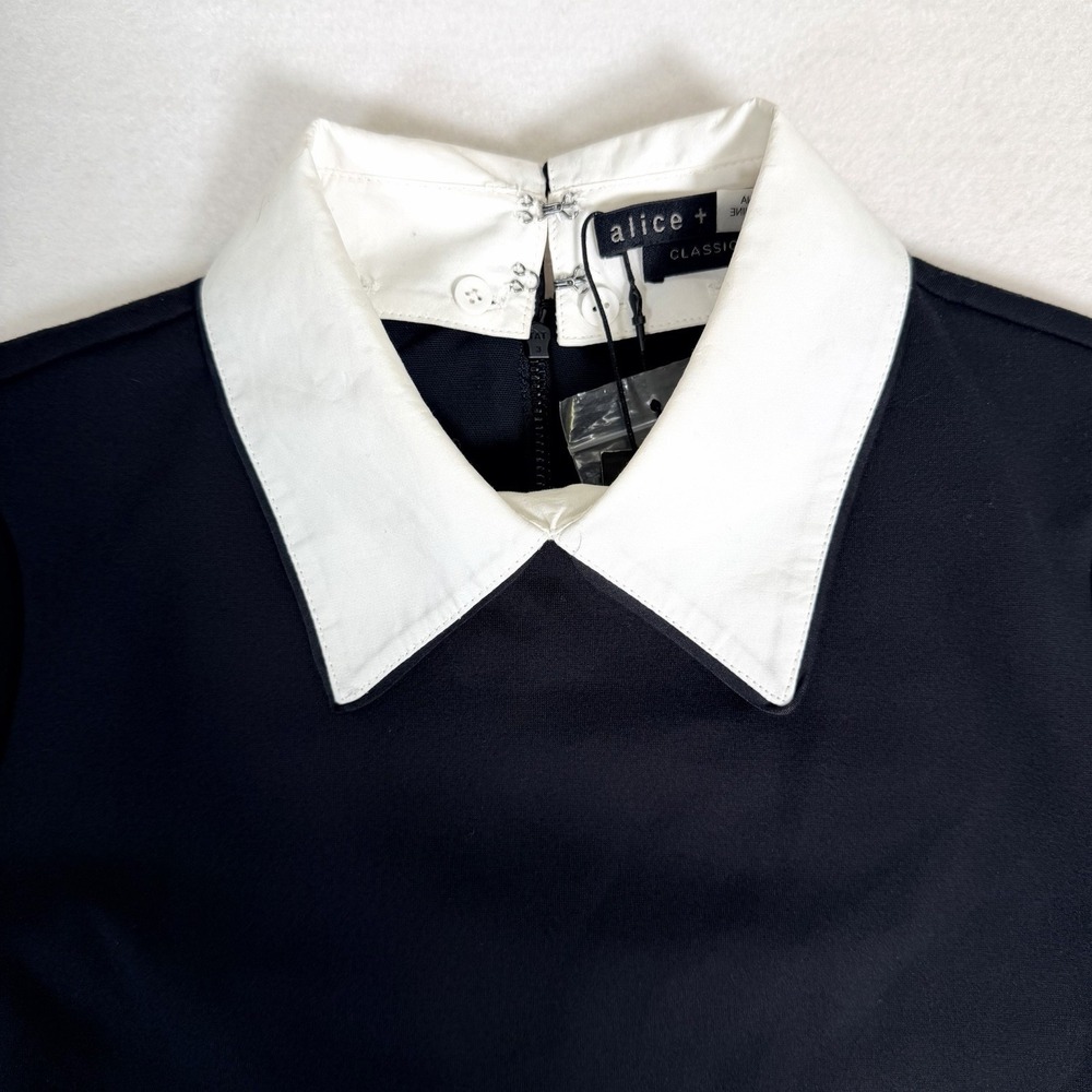 Alice + Olivia Black White Collar Sheath Dress Size 0 NWT ($330 retail) - Picture 2 of 13